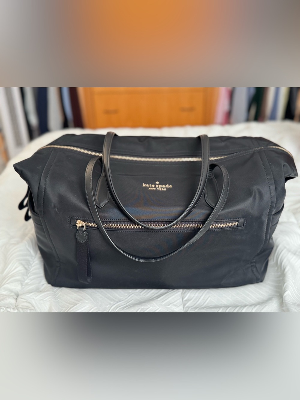 Kate Spade Black Duffle Bag With Gold Hardware
